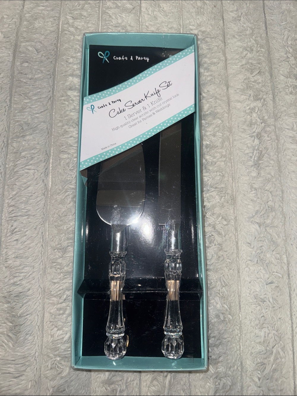 Clear Handle Cake Server and Knife Set - Clear